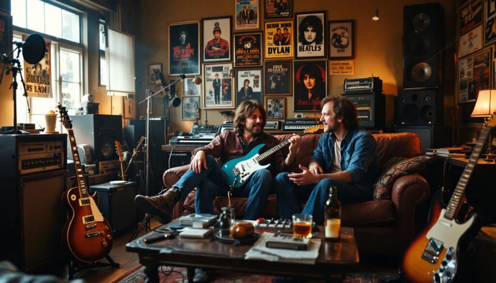 discover how the unique studio slang of george harrison and jeff lynne contributed to the creation of their iconic supergroup alongside bob dylan, blending musical innovation and camaraderie in a legendary collaboration.
